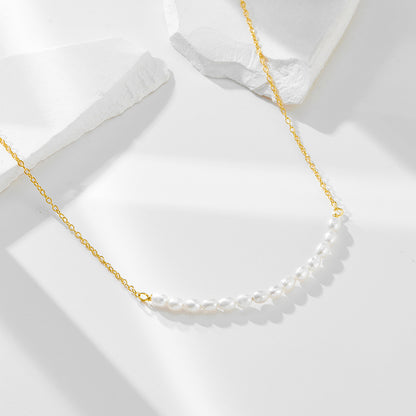 S925 Sterling Silver Smiley Face Natural Pearl Necklace Women's European and American Simple All-mat