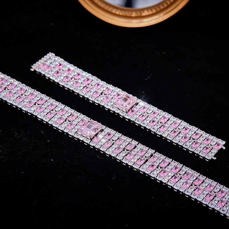 Ice with Pink Flower Choker Necklace Gold - 18K Gold Plated | Bo Cheng Jewelry - View 2