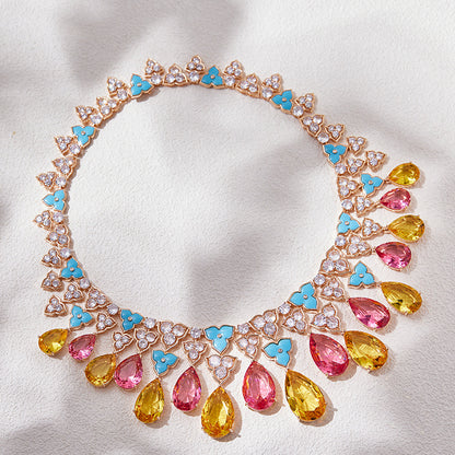 and Morgan Powder Evening Dress Necklace - 18K Gold Plated | Bo Cheng Jewelry - View 2