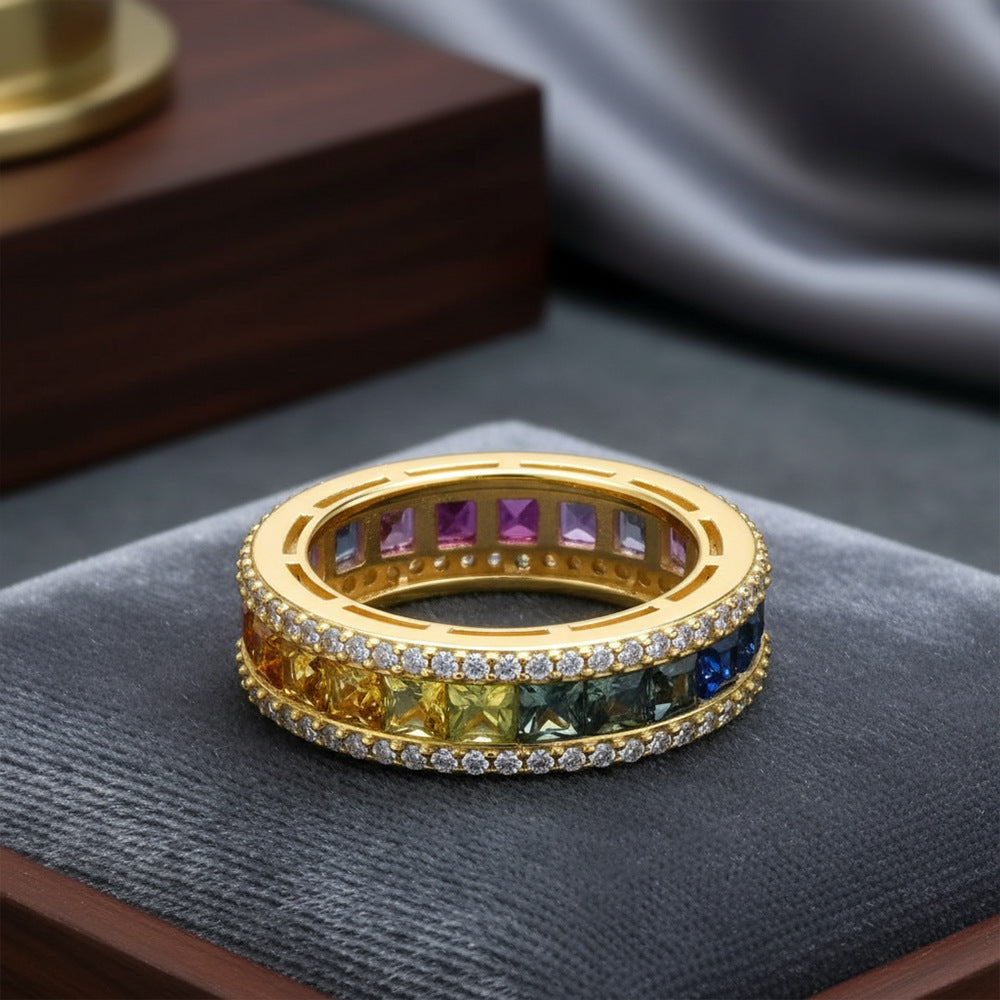 925 Silver Colorful Gemstone Ring | Moissanite or CZ