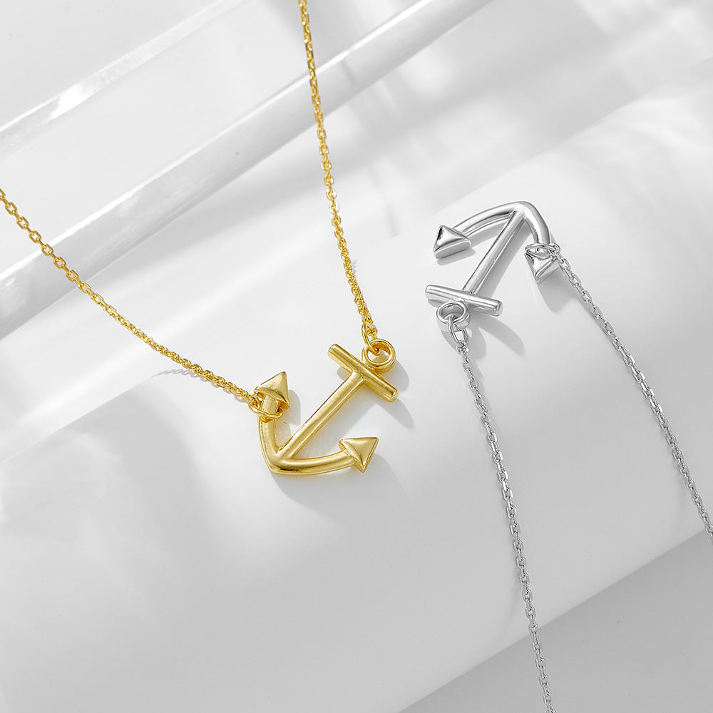 European and American fashion personalized anchor pendant pendant sterling silver necklace New Hip H