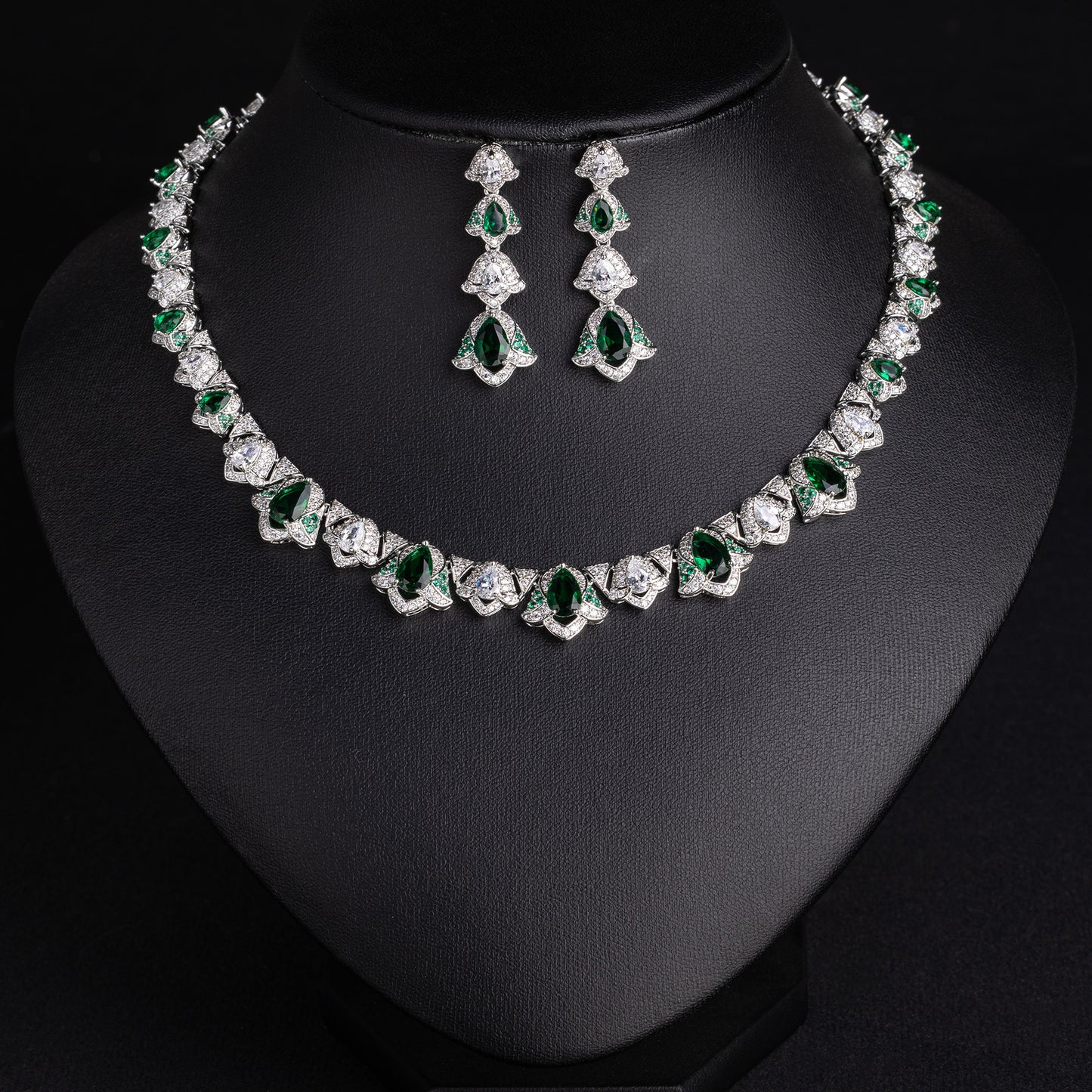 CZ Water Drop Jewelry Set Gold Plated OEM View 2