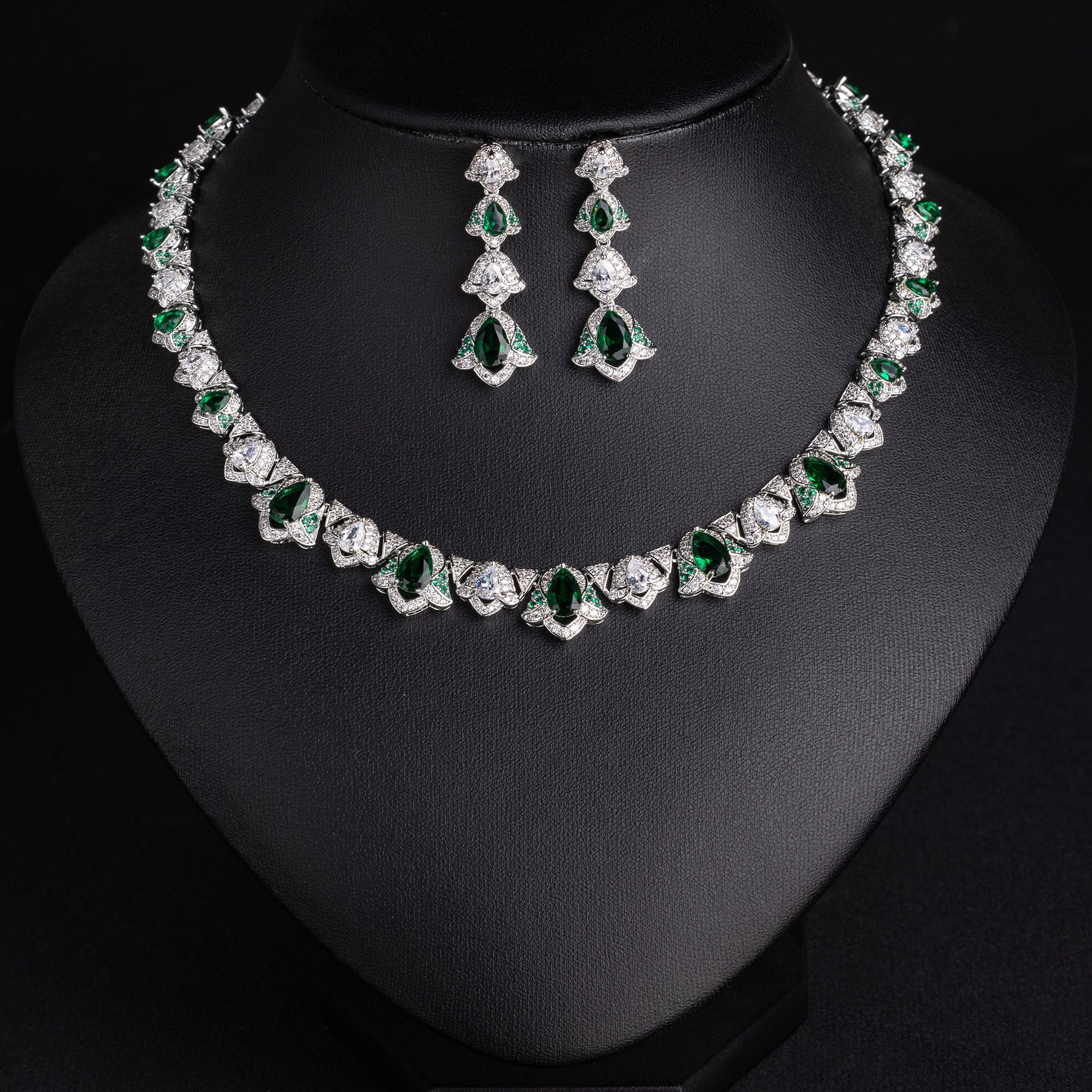 CZ Water Drop Jewelry Set Gold Plated OEM View 2