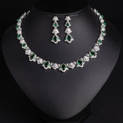 CZ Water Drop Jewelry Set Gold Plated OEM View 2