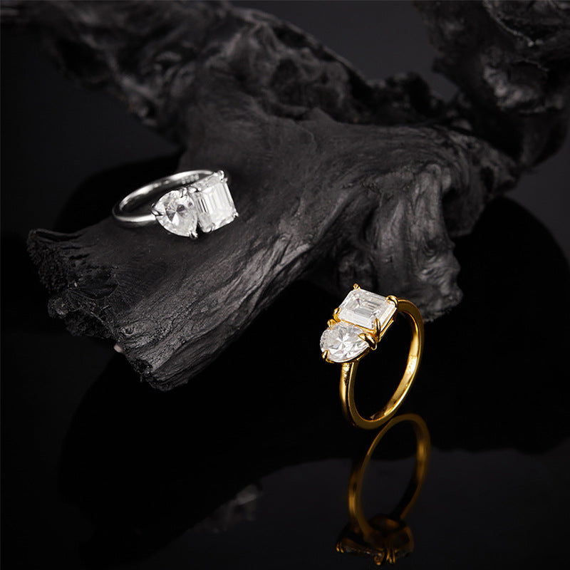 925 Silver Irregular 3Ct Statement Ring | Moissanite or CZ