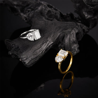 925 Silver Irregular 3Ct Statement Ring | Moissanite or CZ