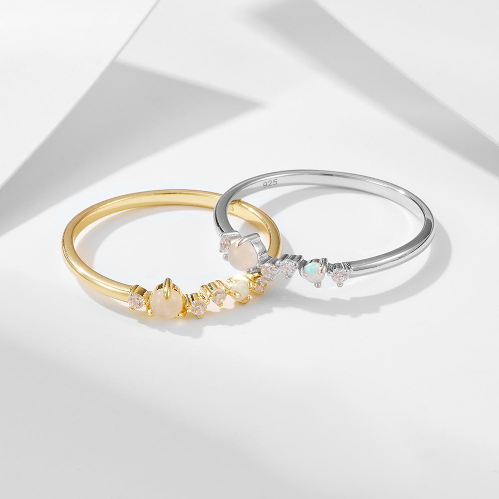 Wholesale 925 Sterling Silver Zircon Ring Light Luxury Japanese Style