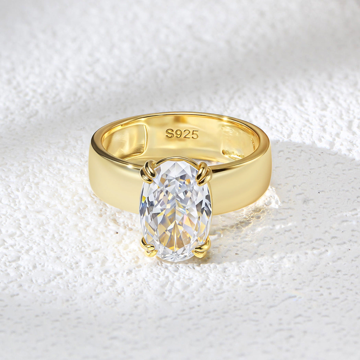 Wholesale 925 Sterling Silver Ice Flower Cut Zircon Ring Simple Style Classic Style