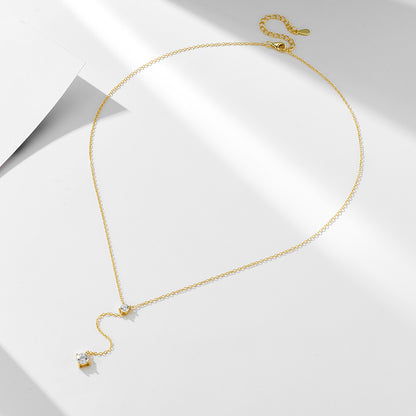 S925 Sterling Silver Y-shaped Tassel Collarbone Necklace Necklace Women's European and American Ins