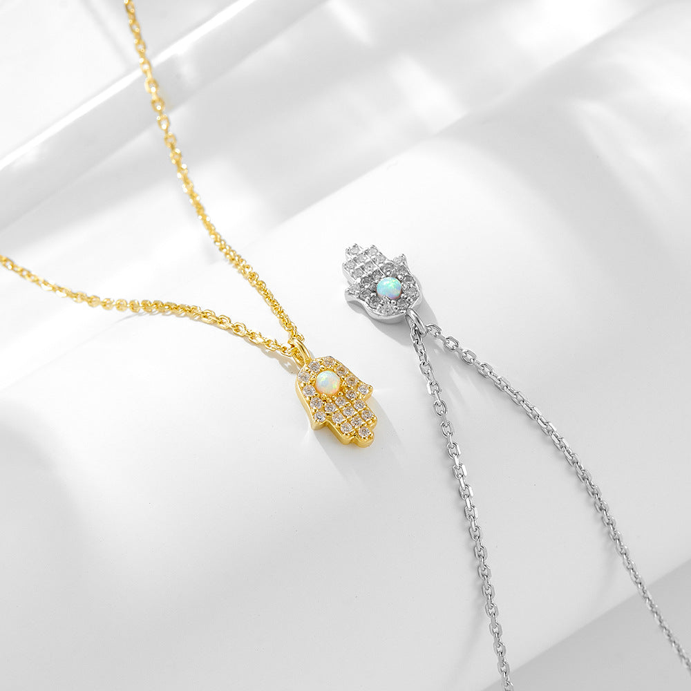 wholsale 925 Sterling Silver European and American Fatima's Hand Necklace