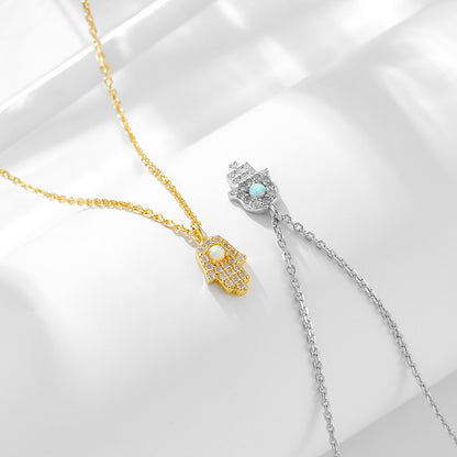 wholsale 925 Sterling Silver European and American Fatima's Hand Necklace