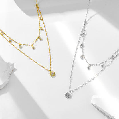 European and American cross-border jewelry s925 sterling silver double-layer necklace women's simple
