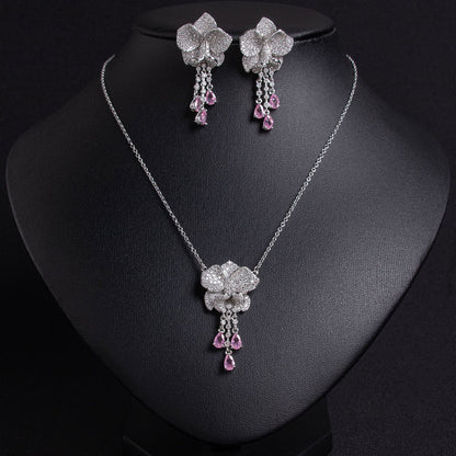 Gold Plated Tassel Flower Jewelry Set OEM View 2