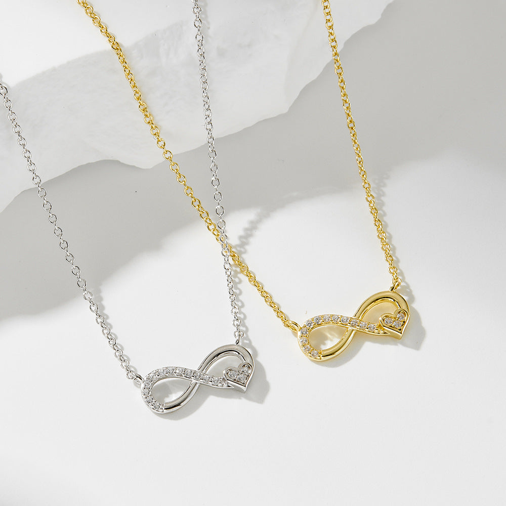S925 Sterling Silver Lucky Number 8 Necklace for Women, European and American Ins Style, Personalize