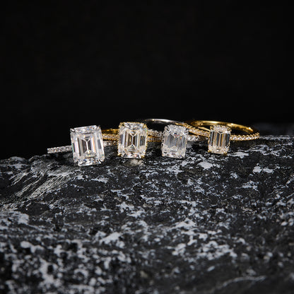 925 Silver Zuma Green Rectangular Ring | Moissanite or CZ