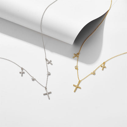 European and American Cross-border Jewelry 925 Sterling Silver Cross Necklace Women's Simple ins Nic