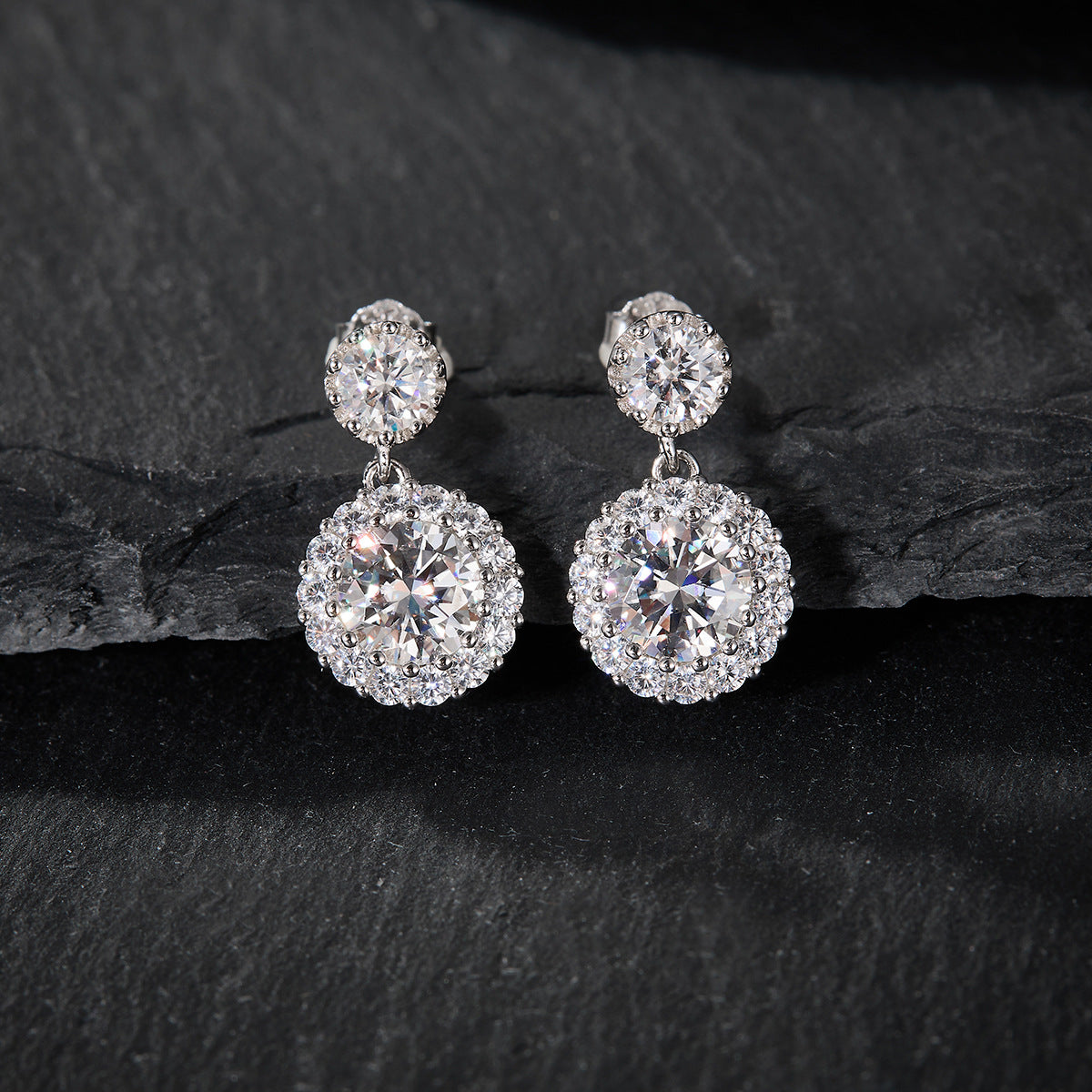 Hot-Selling New Round Earrings with D-Color Moissanite and S | 925 Silver Moissanite Earrings | CZ Options | Wholesale