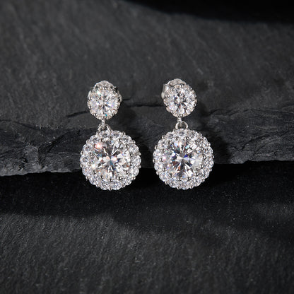 Hot-Selling New Round Earrings with D-Color Moissanite and S | 925 Silver Moissanite Earrings | CZ Options | Wholesale