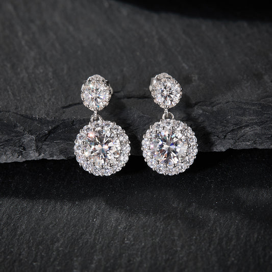 Hot-Selling New Round Earrings with D-Color Moissanite and S | 925 Silver Moissanite Earrings | CZ Options | Wholesale