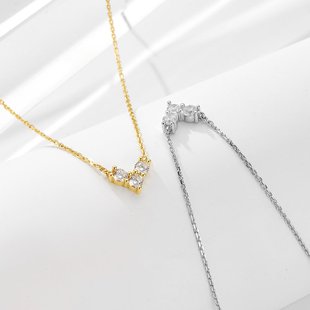 S925 Sterling Silver Mini Diamond Love Necklace Female Niche Design Sense Fashion Internet Celebrant