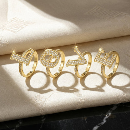925 Silver 26-Letter Initial Ring | Moissanite or CZ