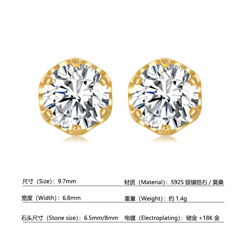 925 Sterling Silver Moussan Crown Earrings Women's Simple Pe | 925 Silver Moissanite Earrings | CZ Options | Wholesale