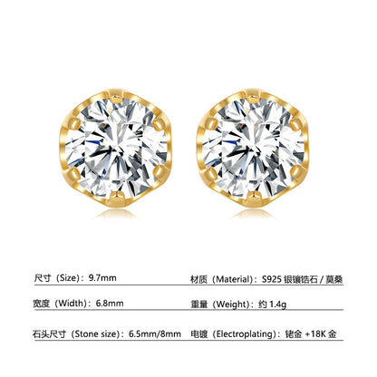 925 Sterling Silver Moussan Crown Earrings Women's Simple Pe | 925 Silver Moissanite Earrings | CZ Options | Wholesale
