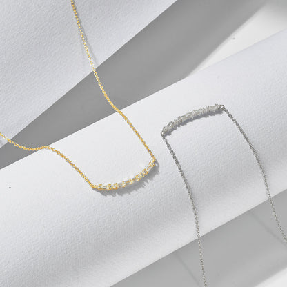 S925 sterling silver rectangular zircon smile pendant necklace European and American light luxury ni