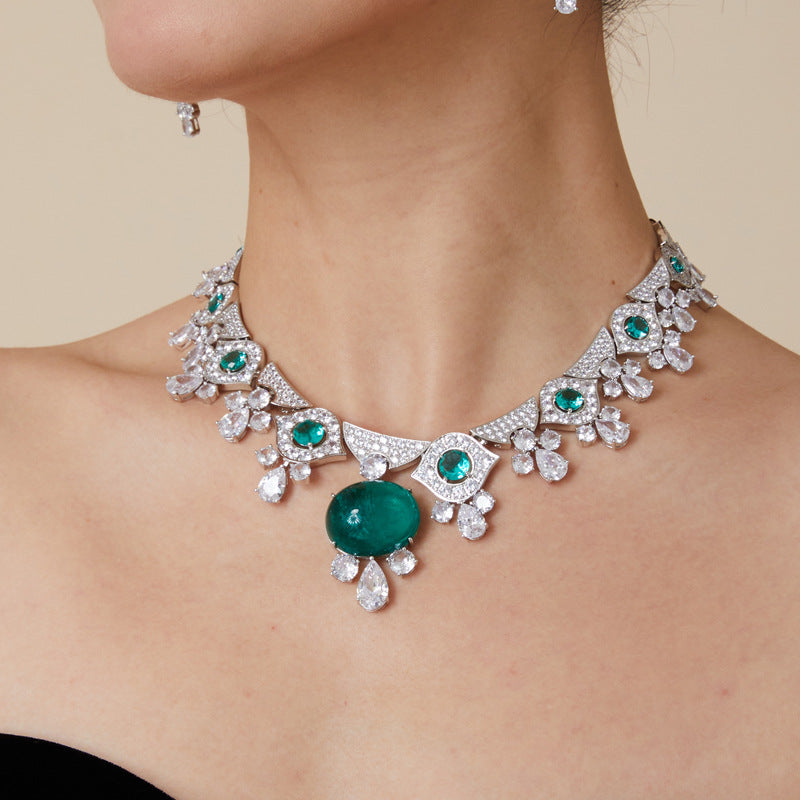 Simulation chocker Emerald Necklace - 18K Gold Plated | Bo Cheng Jewelry - View 2
