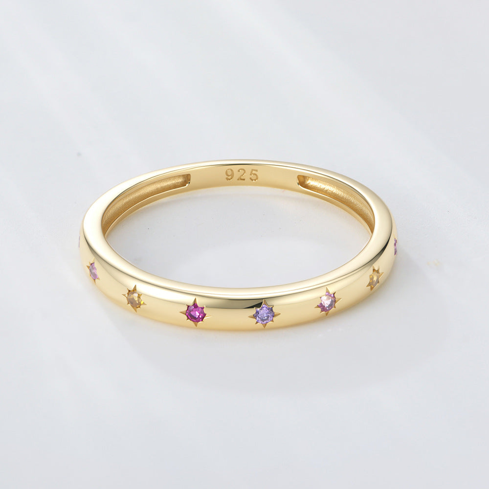 Wholesale 925 Sterling Silver Zircon Ring Ins Style Niche Design