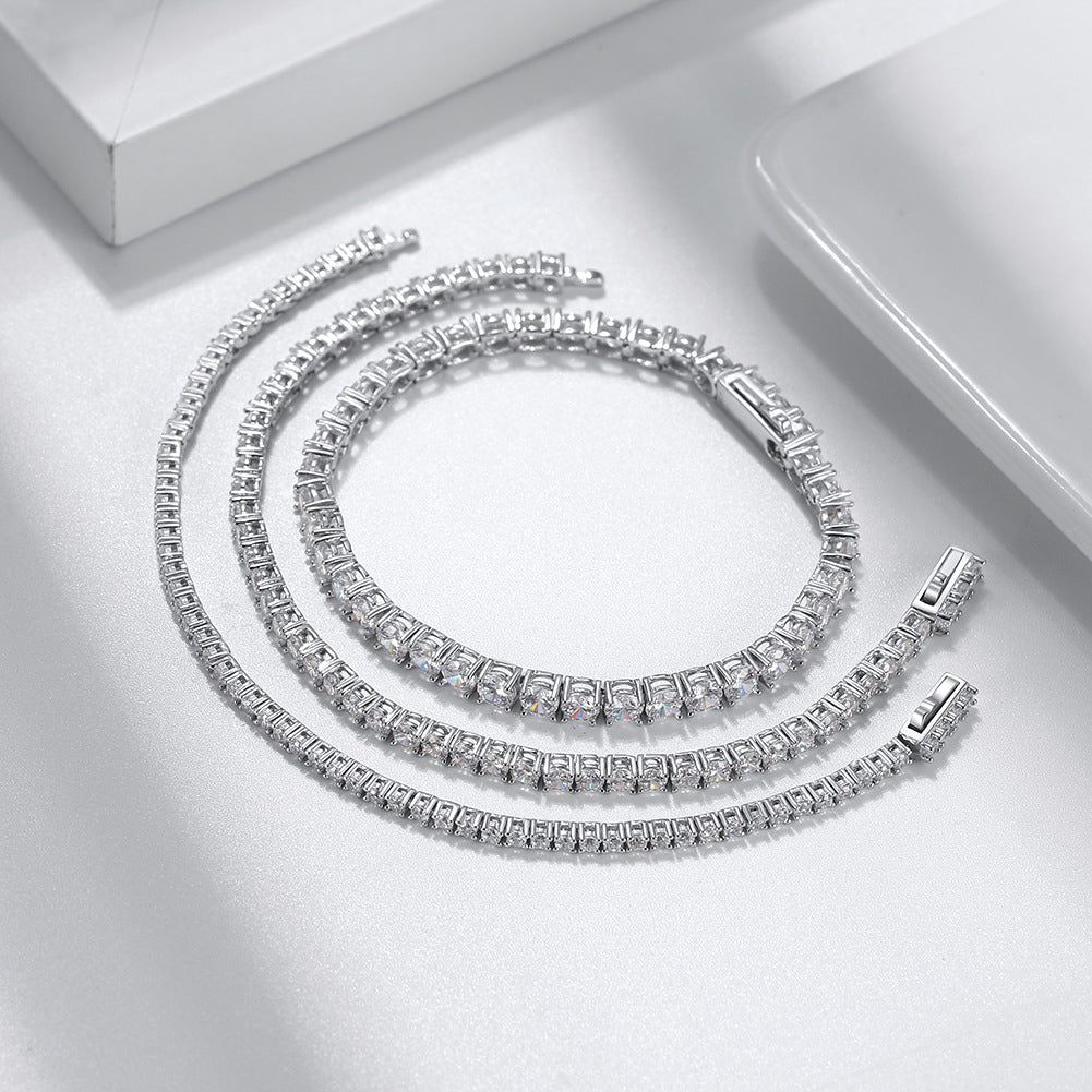 Wholesale S925 Silver CZ Tennis Bracelet | Platinum Plated Single Row Stone Chain