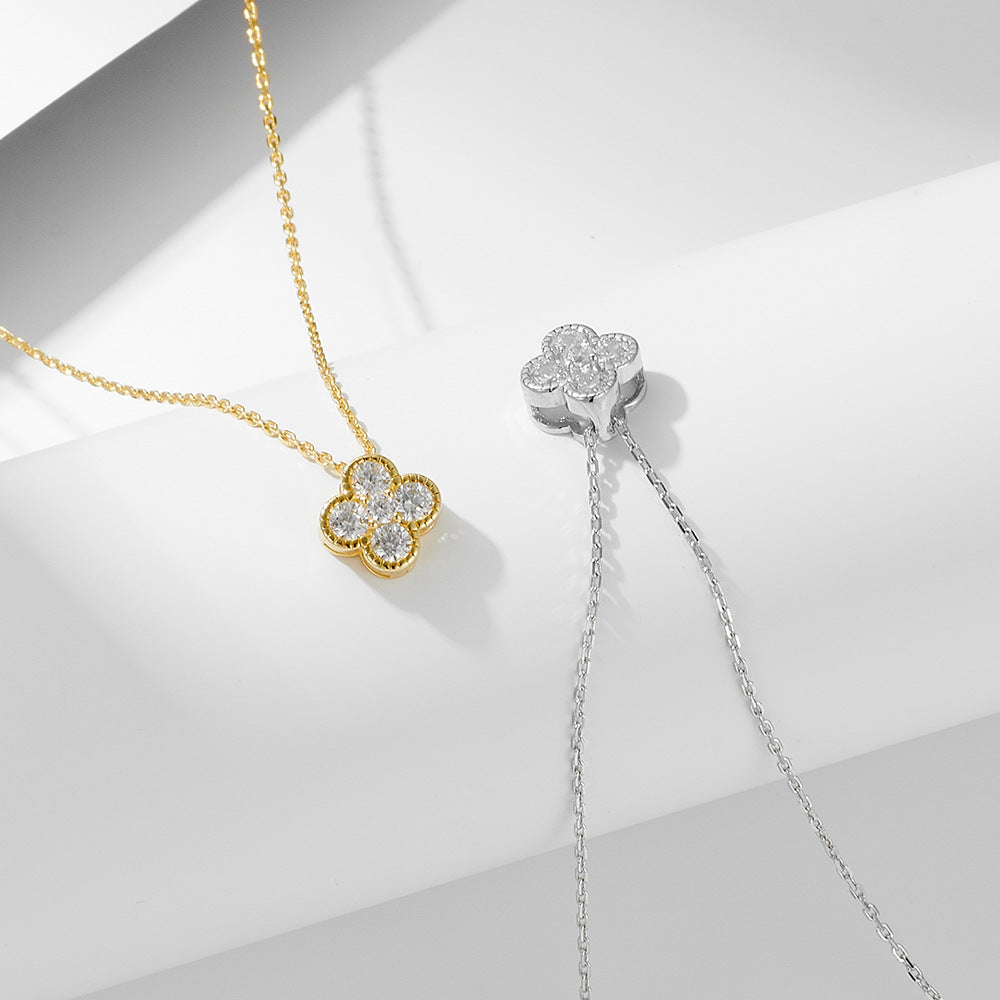 s925 Sterling Silver Diamond Necklace Women's Light Luxury Design High-grade Flash Diamond All-match