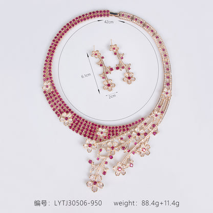 Lab Ruby Corundum Jewelry Set Gold Plated OEM View 2