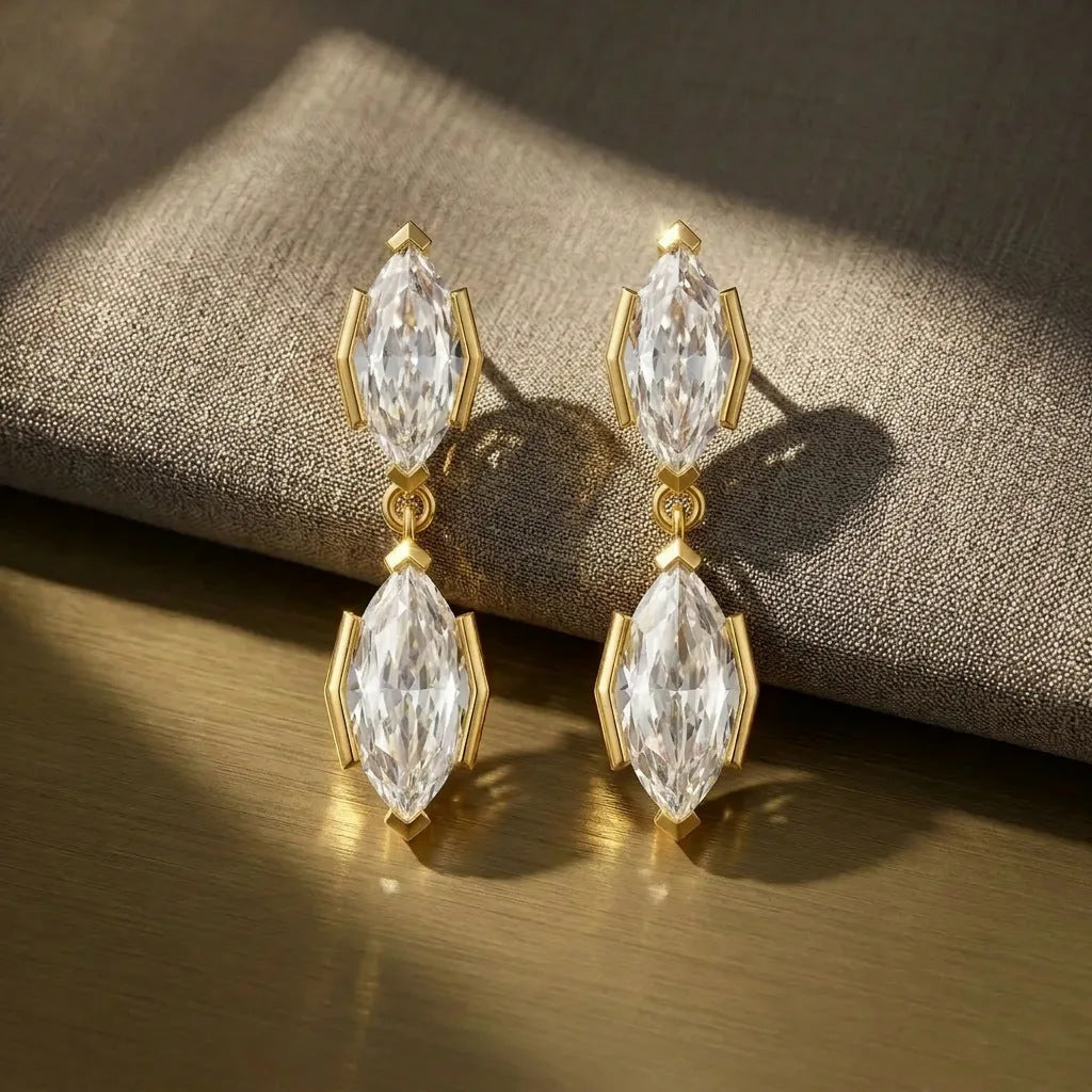 S925 sterling silver rosette tear drop moissanite stud earri | 925 Silver Moissanite Earrings | CZ Options | Wholesale