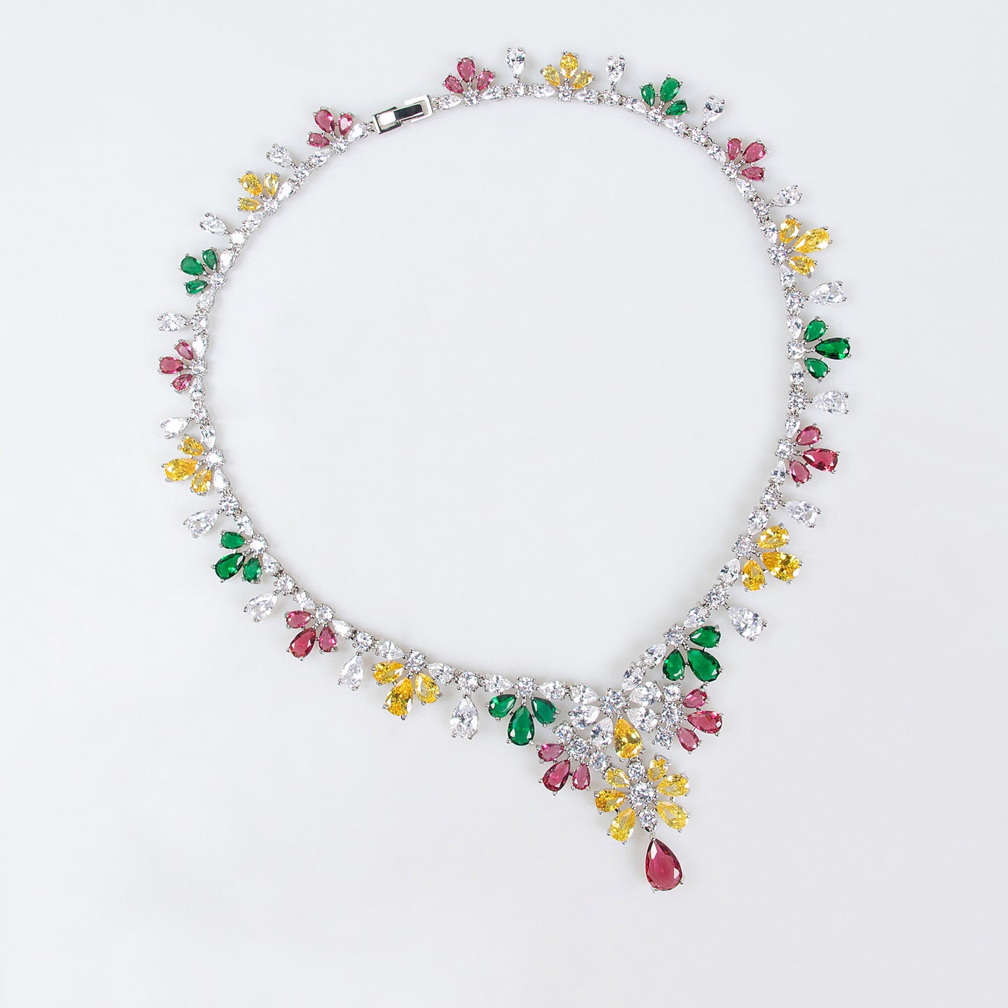 CZ Bridal Necklace Earrings Set 18K Gold Plated Wholesale View 4