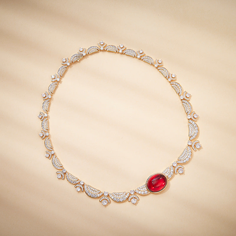 Zhao Ruth Red Tourmaline Necklace - 18K Gold Plated | Bo Cheng Jewelry - View 2