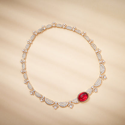 Zhao Ruth Red Tourmaline Necklace - 18K Gold Plated | Bo Cheng Jewelry - View 2