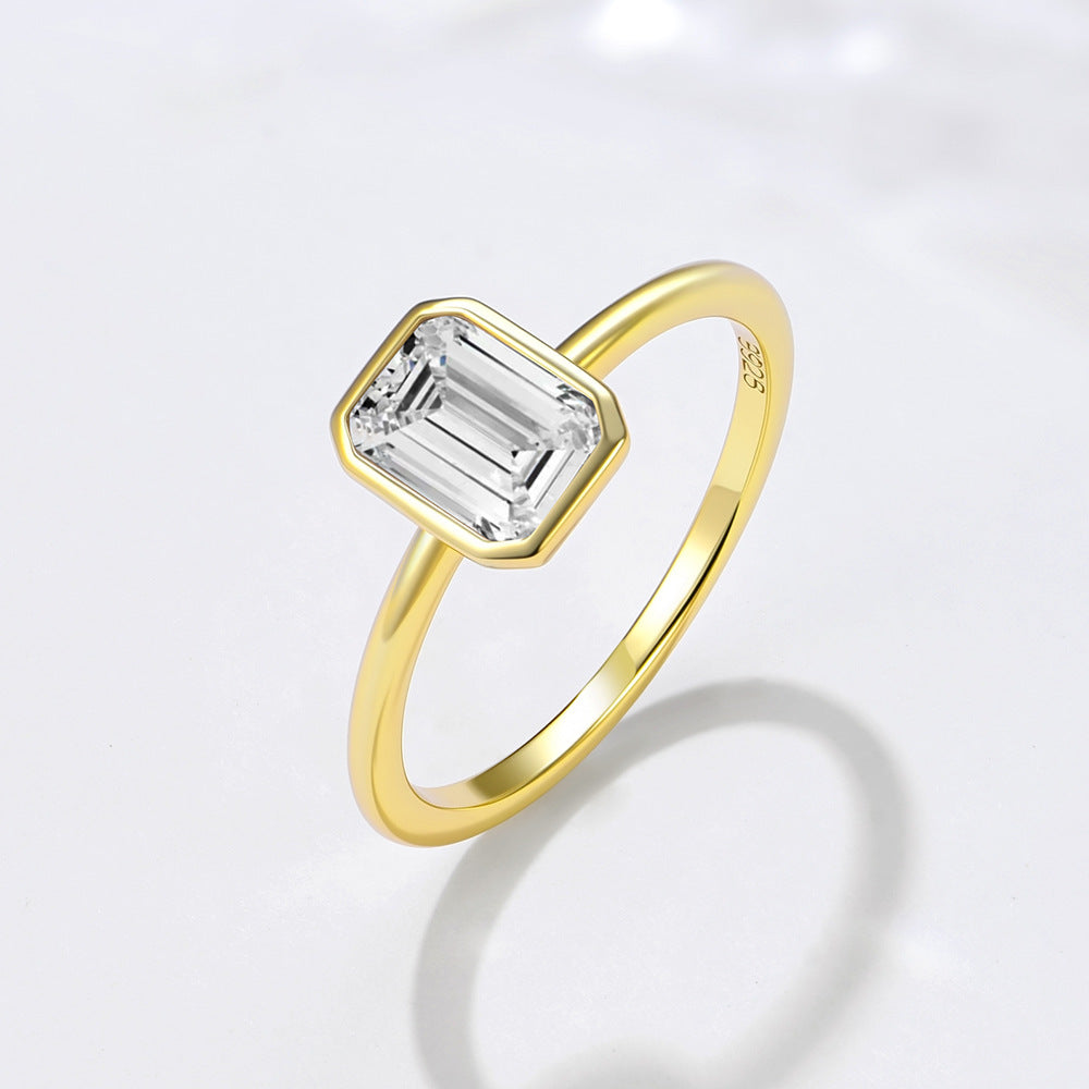 Wholesale 925 Sterling Silver Zircon Ring Simple Style