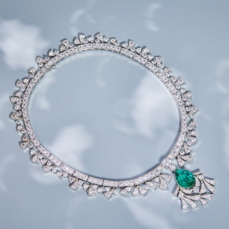 Flower Zircon Necklace High Necklace - 18K Gold Plated | Bo Cheng Jewelry - View 2