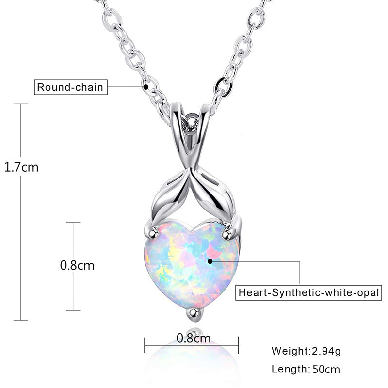 Heart White Fire Opal Bow Pendant Necklace | Wholesale Opal Jewelry | Bo Cheng Jewelry