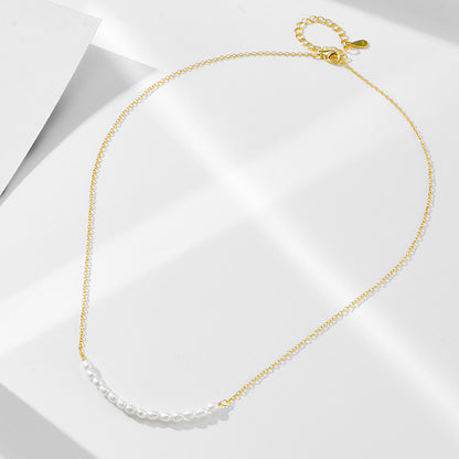 S925 Sterling Silver Smiley Face Natural Pearl Necklace Women's European and American Simple All-mat