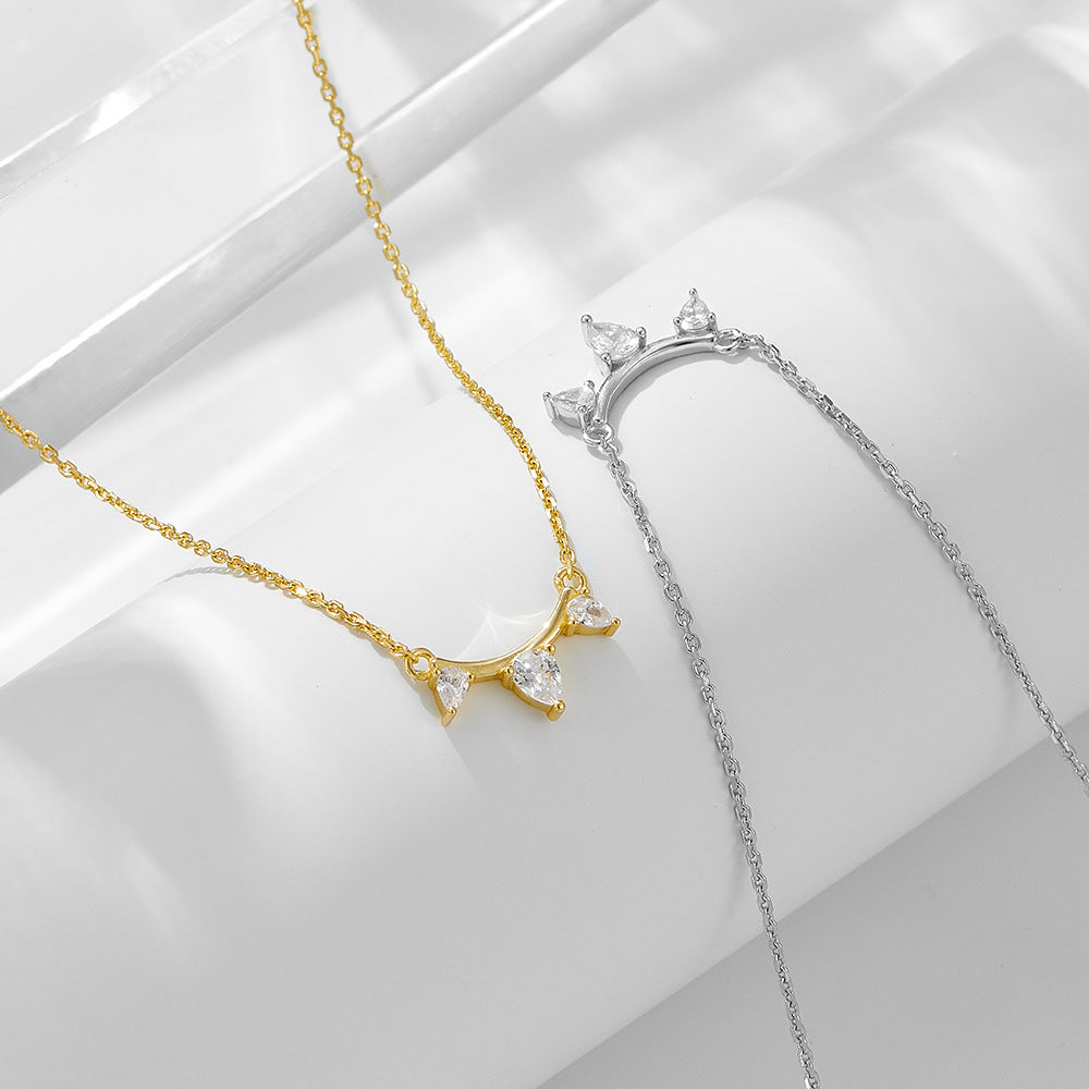 European and American ins style 925 sterling silver classic single row diamond pendant necklace wome