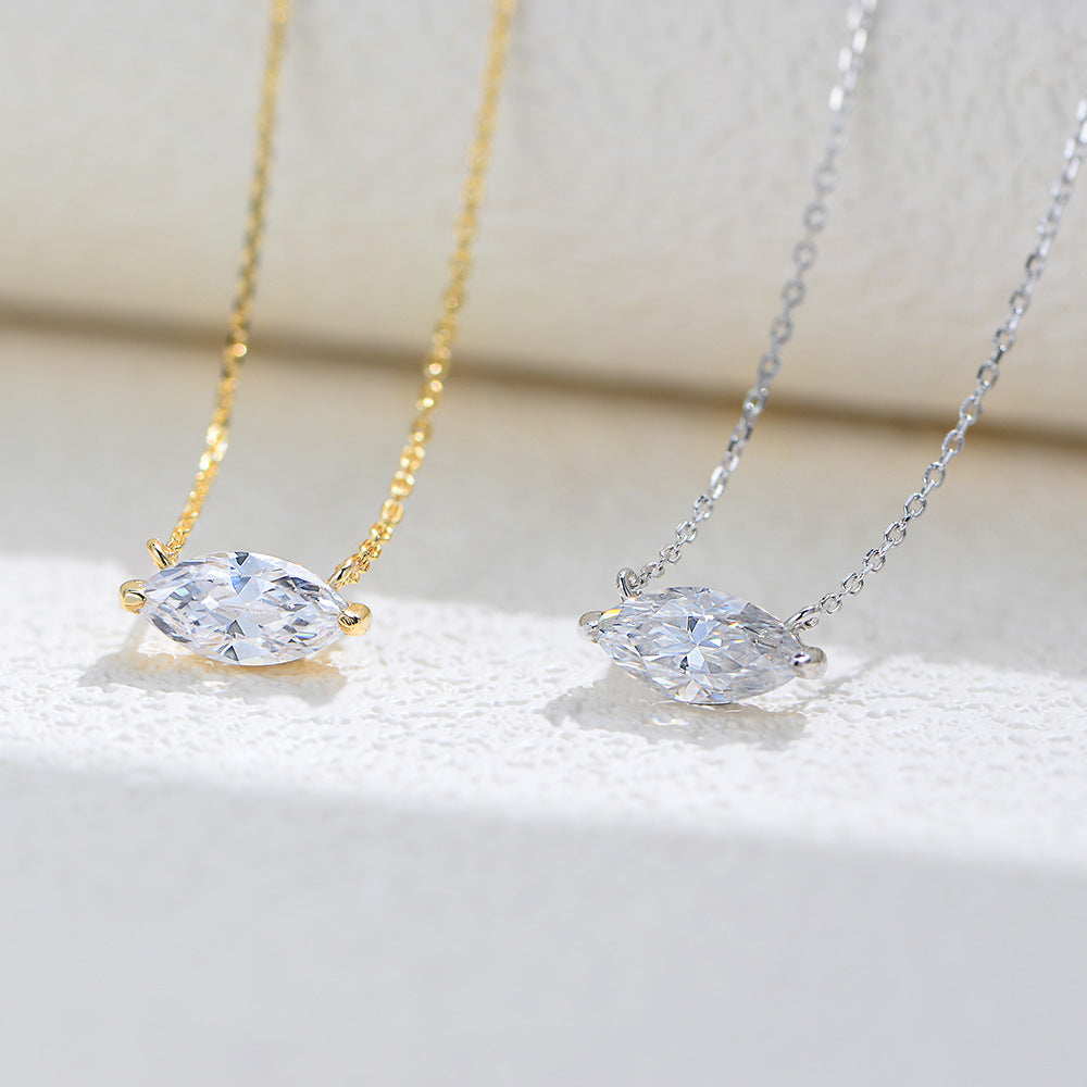 European and American Cross-Border Fashion Hot New Product S925 Sterling Silver Marquise Zircon Pend