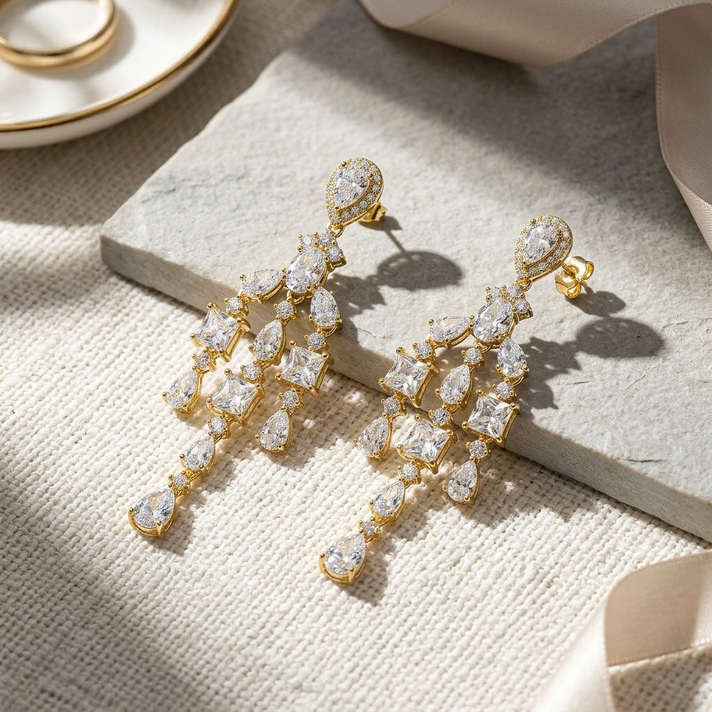 Luxurious Silver Earrings with Moissanite Tassels, Bold and | 925 Silver Moissanite Earrings | CZ Options | Wholesale