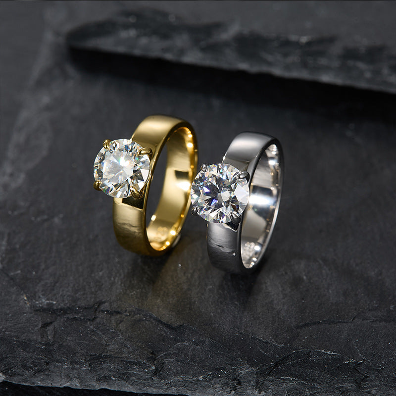 925 Silver 2 Carat Solitaire Ring | Moissanite or CZ