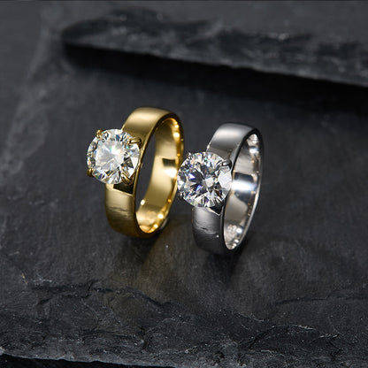 925 Silver 2 Carat Solitaire Ring | Moissanite or CZ
