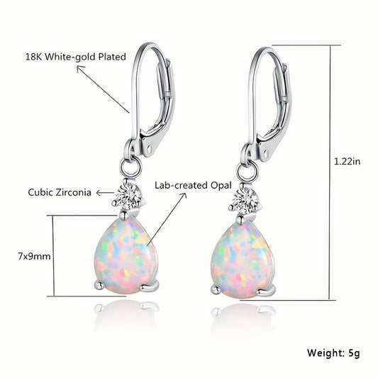 European & American Sweet Niche White Fire Opal Earrings | Wholesale Opal Jewelry | Bo Cheng Jewelry