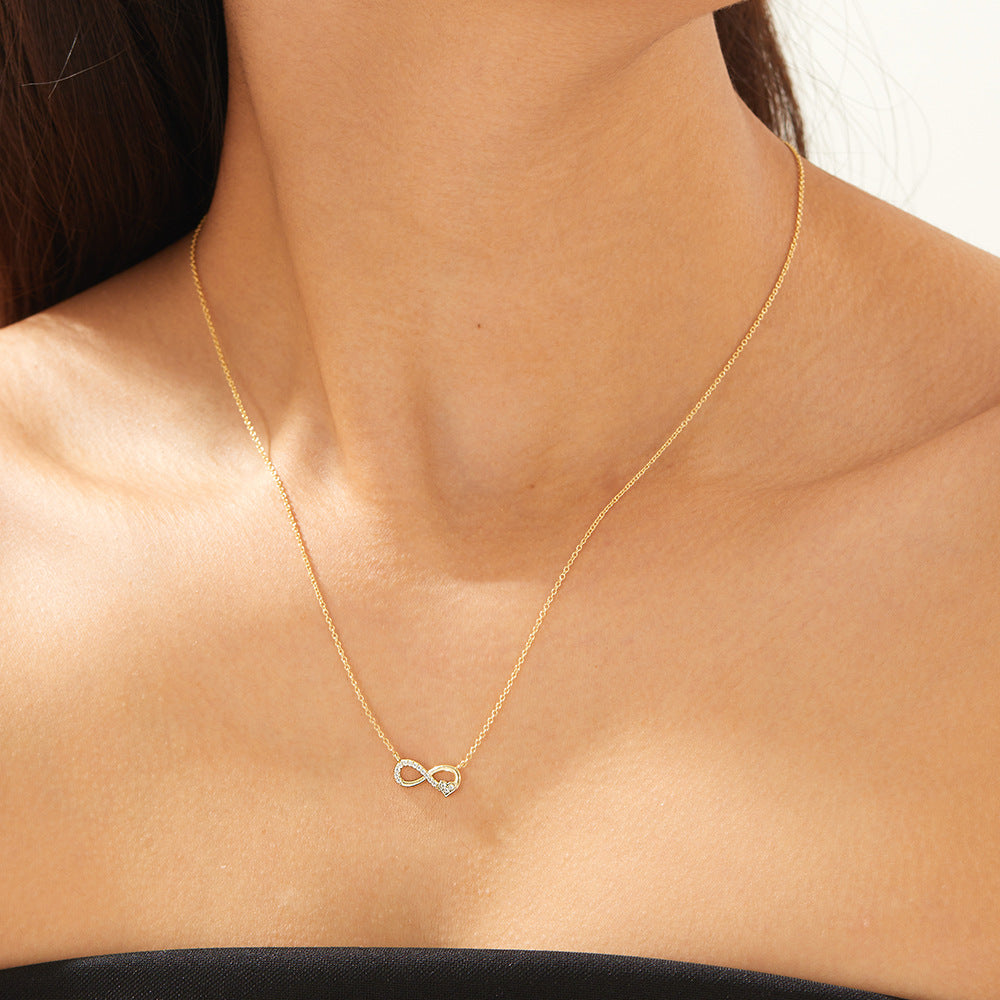 S925 Sterling Silver Lucky Number 8 Necklace for Women, European and American Ins Style, Personalize