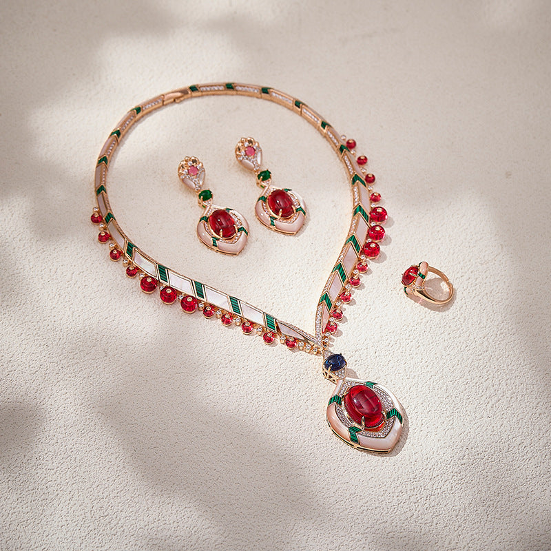 High- White Shell Peach Heart Necklace - 18K Gold Plated | Bo Cheng Jewelry - View 3