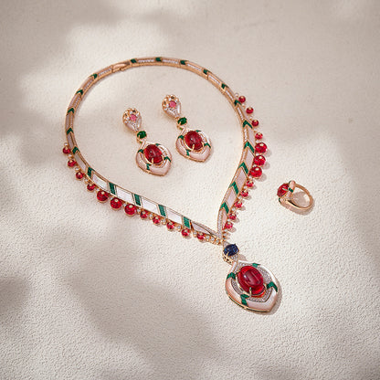 High- White Shell Peach Heart Necklace - 18K Gold Plated | Bo Cheng Jewelry - View 3